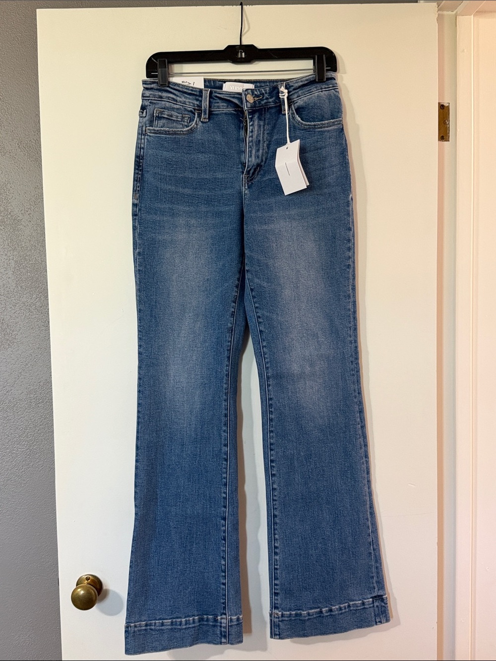Classic Mid Blue Flare Jeans - Wide Leg Denim